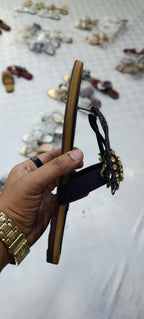 S-Four Collection Midnight Plum Crystal-Embellished T-Strap Flats – Royal Jeweled Festive Chappals
