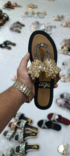 Crystal Embellished Festive Slides for Women | Party & Wedding Sandals | ZYRO – Rs. 1,999