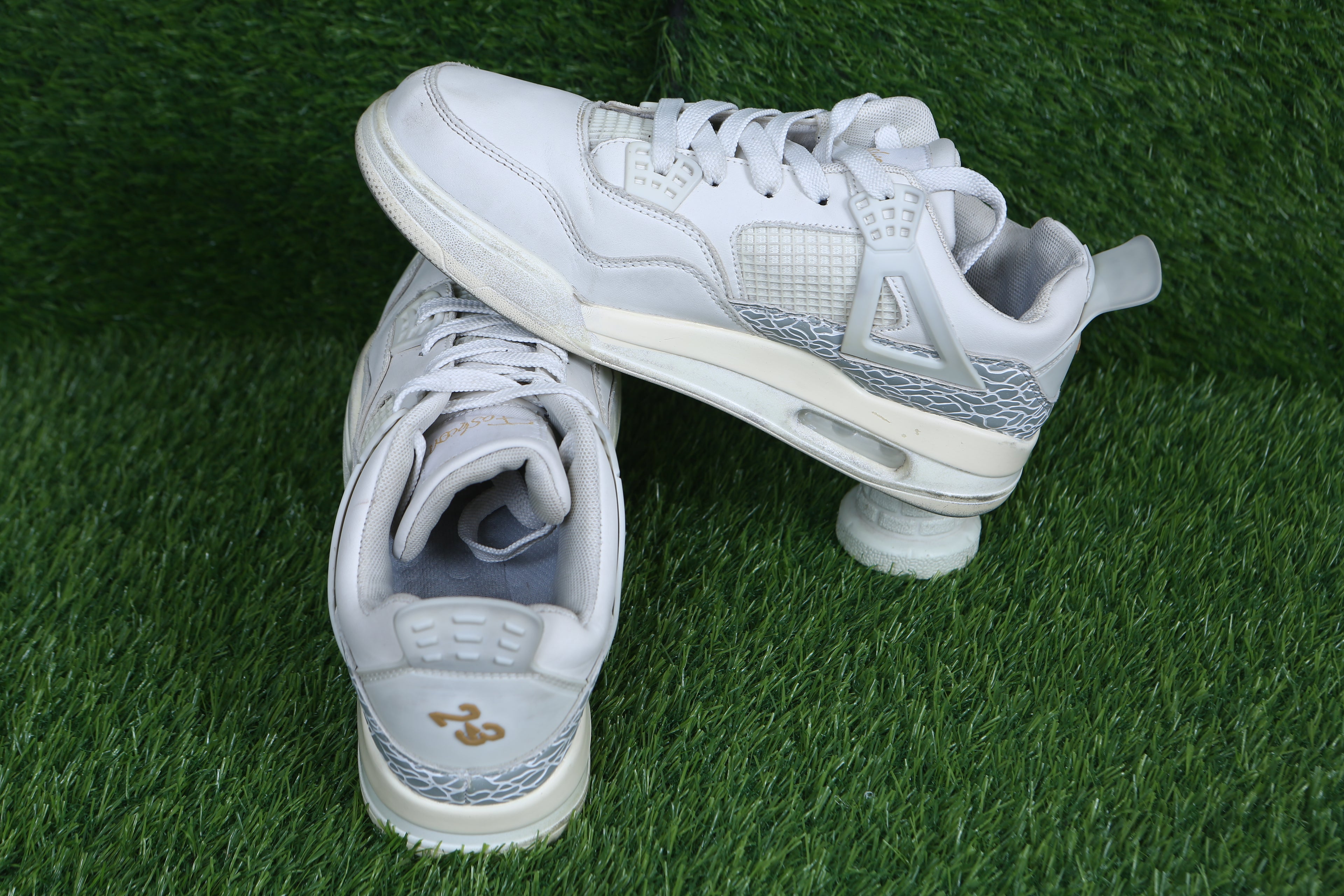 The Icon: White & Gold "Elephant" Fashion Sneaker