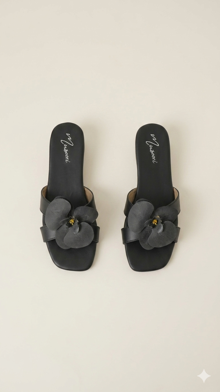 3D Orchid Flower Slide Sandals for Women – Floral Square Toe Flat Sandals | Summer 2026