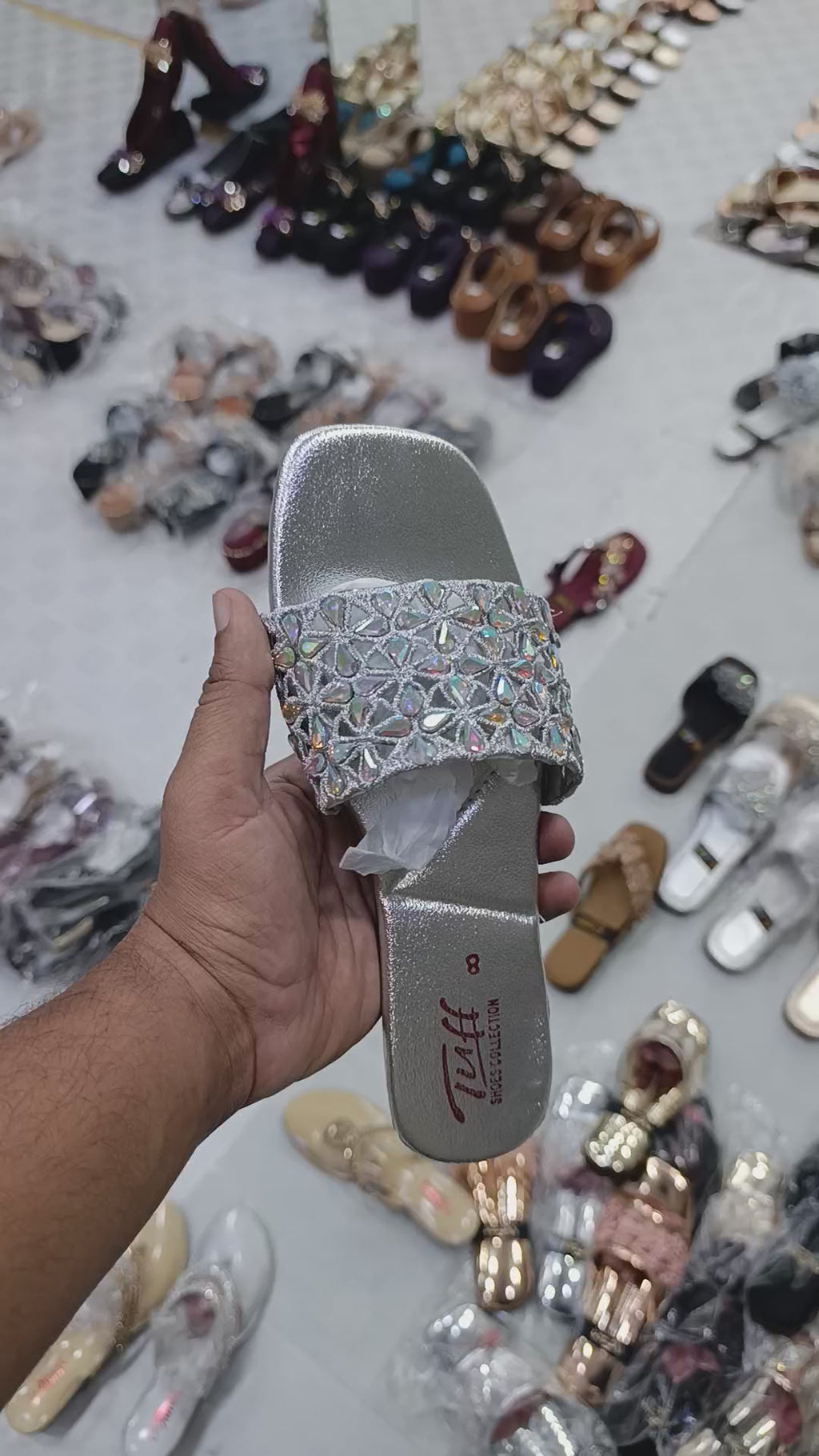Tuff Floral Crystal Slides – Modern Square-Toe Party Flats