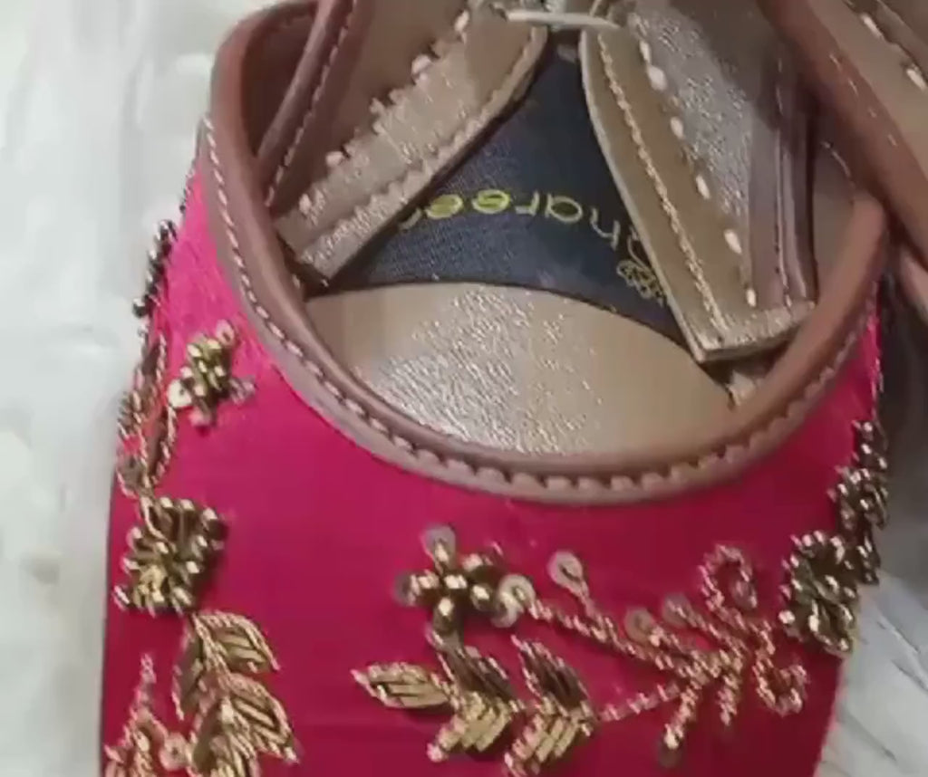 GULNAAR — Handcrafted Maroon Silk Khussa Jutti | Zari & Sequin Embroidered Pakistani Khussa Shoes for Women