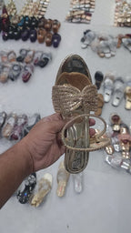 Royal Gold Crystal-Embellished Festive Heels – Elegant Bridal & Party Wear